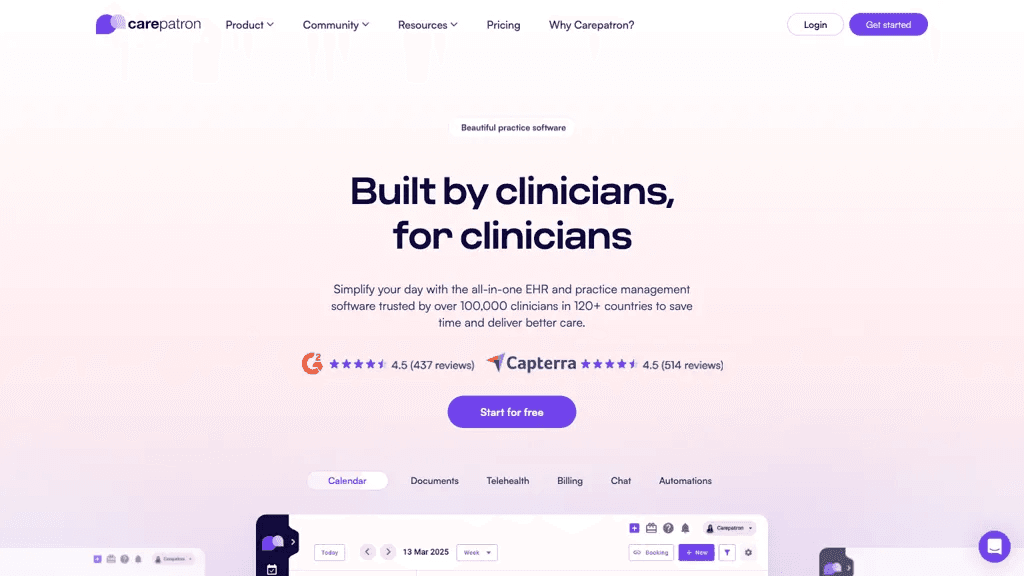 Carepatron 官网截图