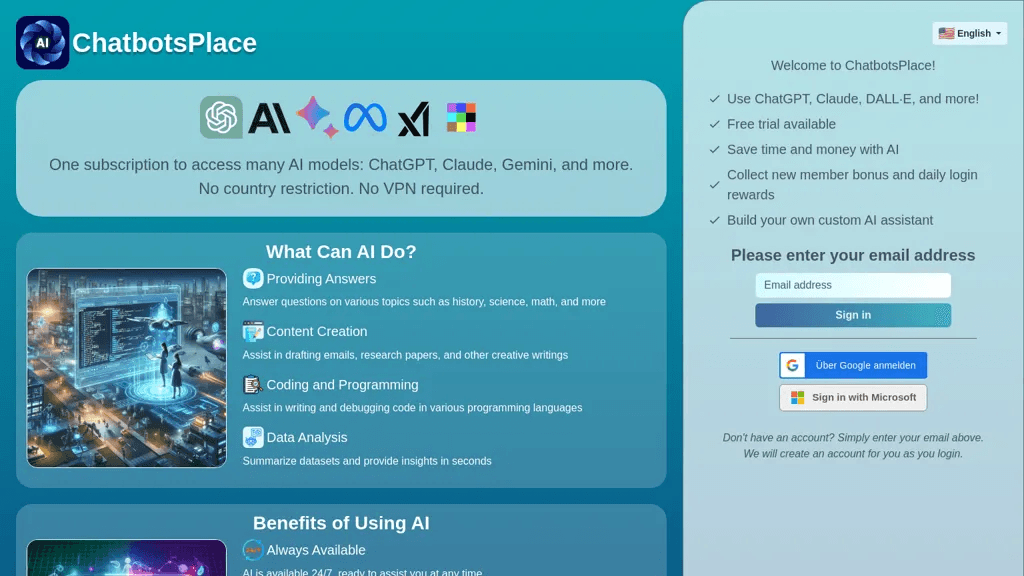 ChatbotsPlace 官网截图