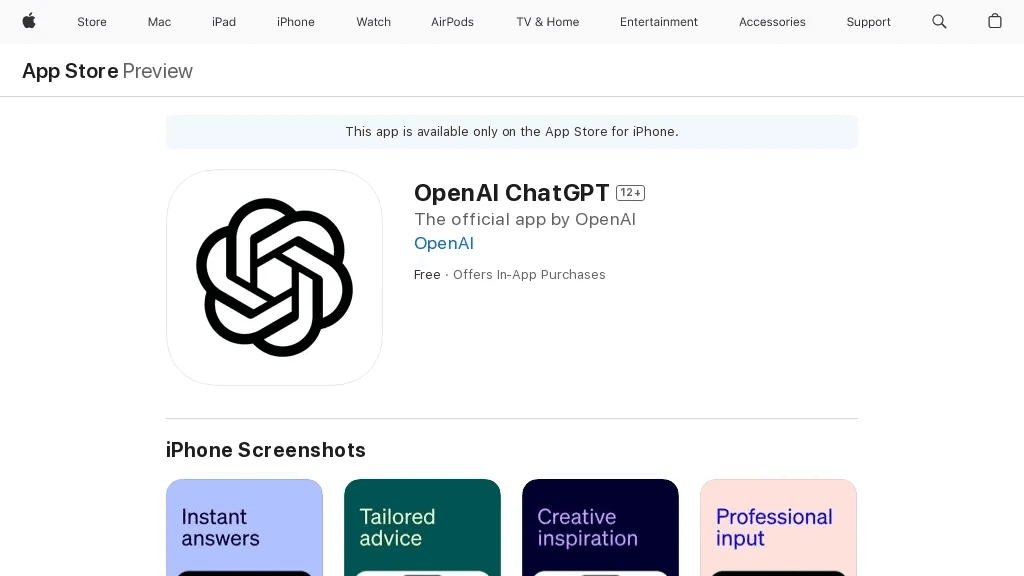 ChatGPT APP 官网截图
