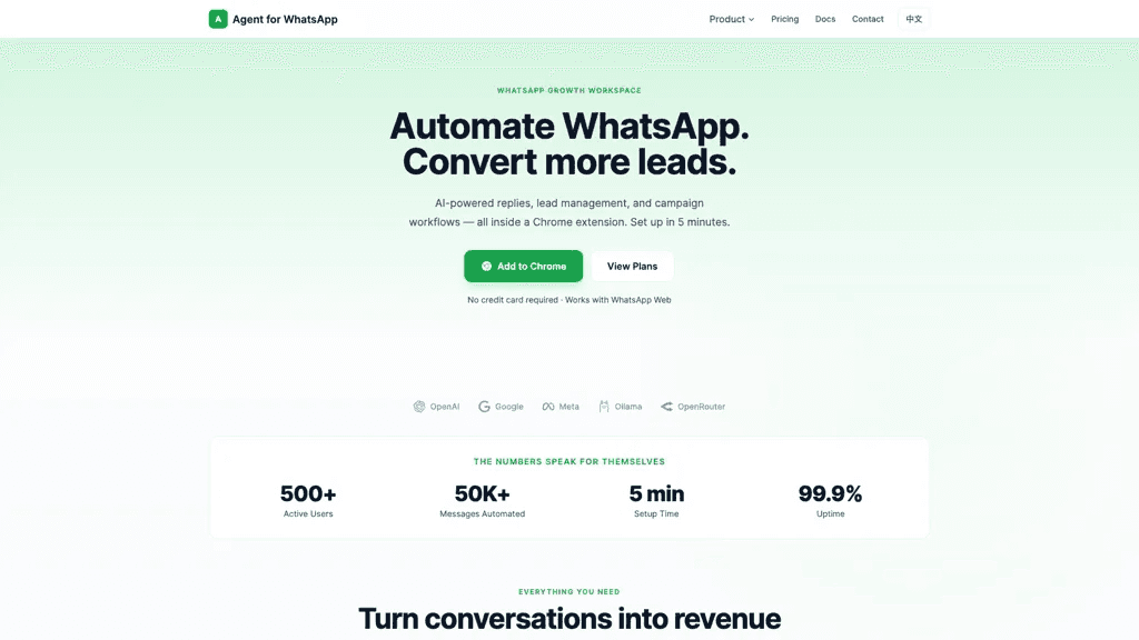 ChatGPT for WhatsApp 工具截图