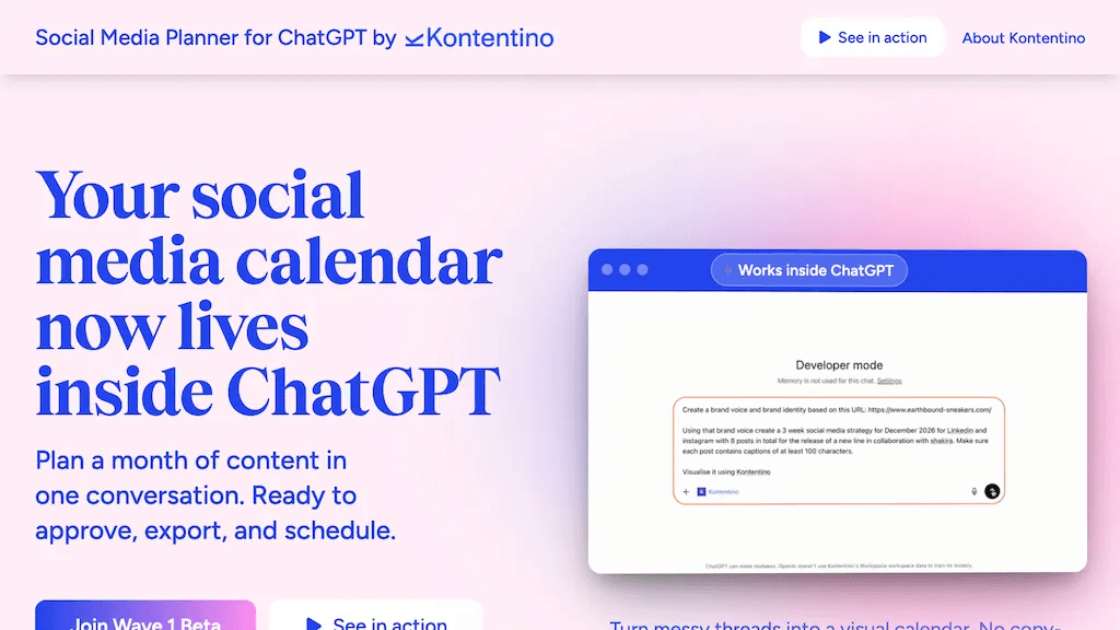 Social Media Planner for ChatGPT 官网截图