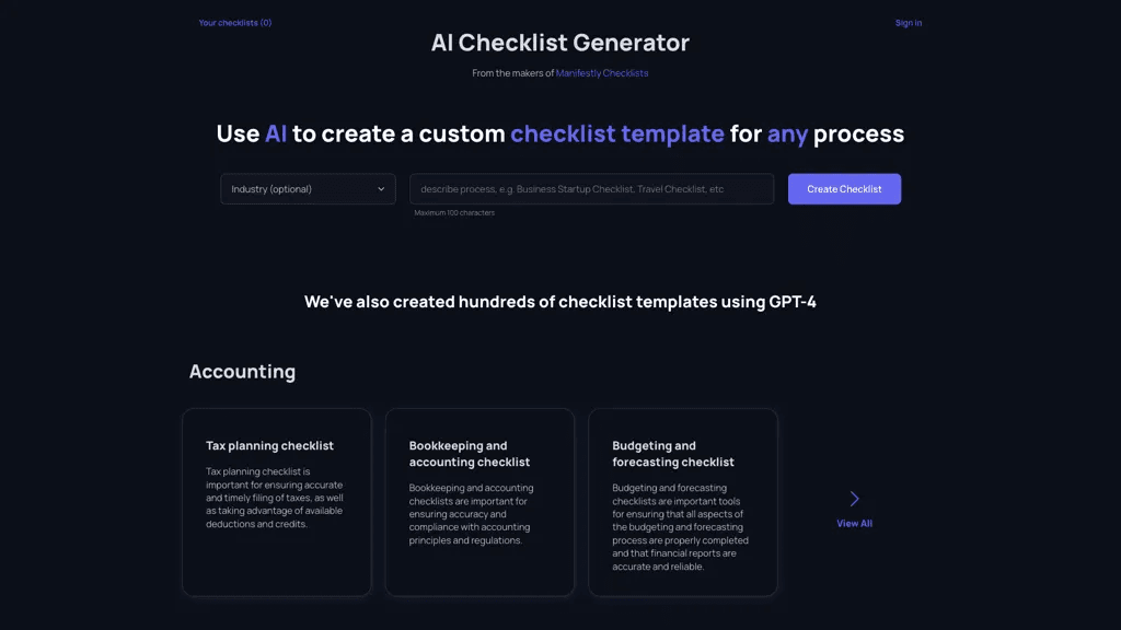 Checklistgenerator 工具截图