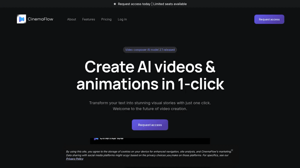 CinemaFlow AI 官网截图