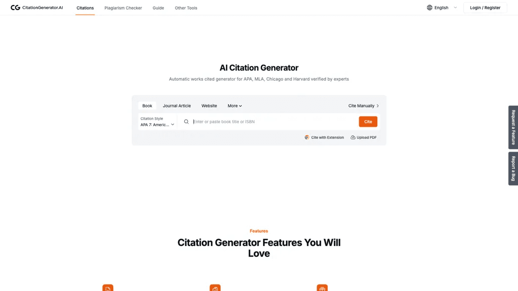 Citation Generator AI 工具截图