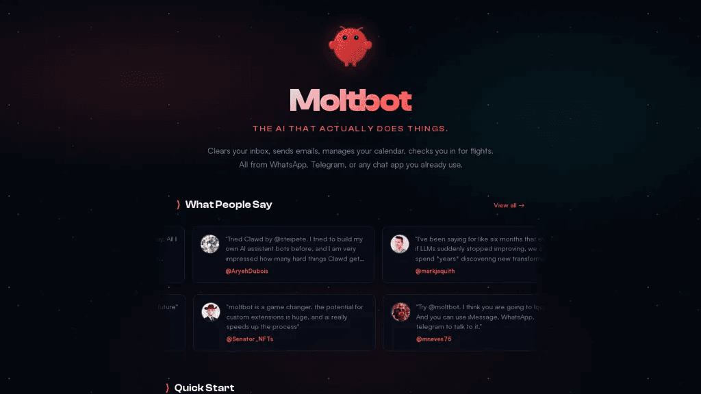 OpenClaw AI 官网截图
