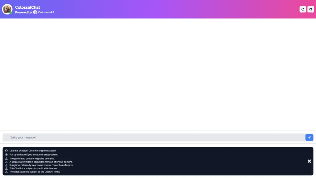 ColossalChat 官网截图