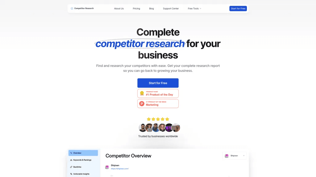 Competitor Research 官网截图