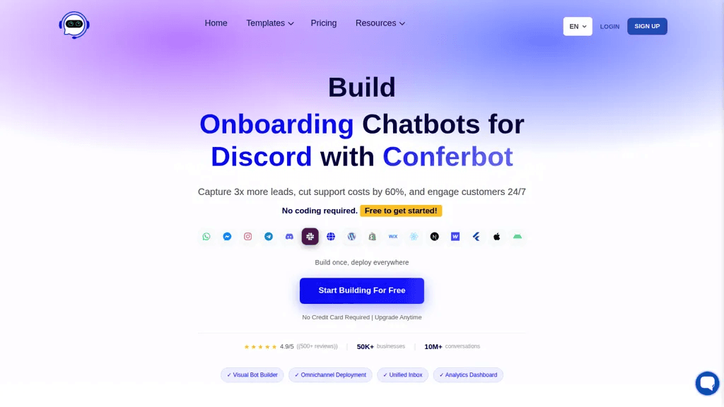 Conferbot 官网截图