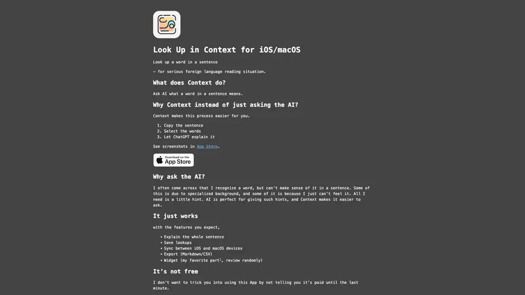 Context Word Lookup 工具截图