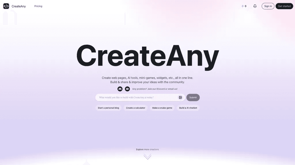 CreateAny.ai 官网截图