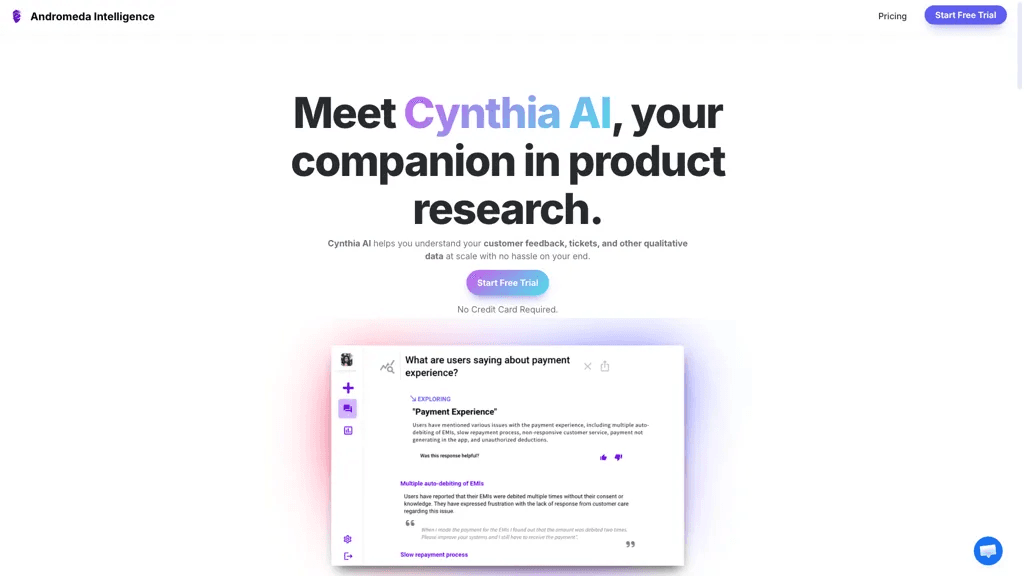 Cynthia AI 官网截图