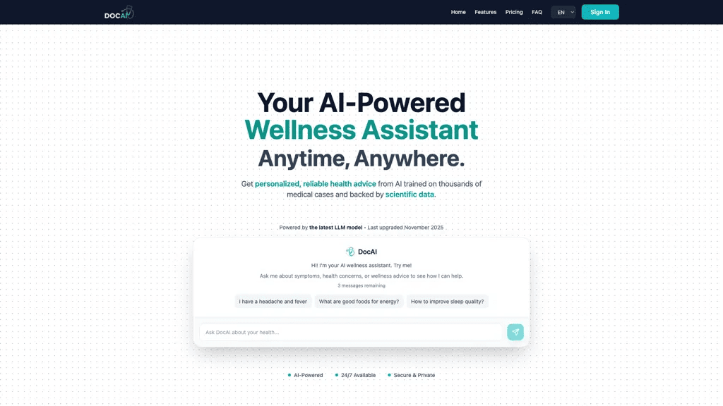Doc AI 官网截图