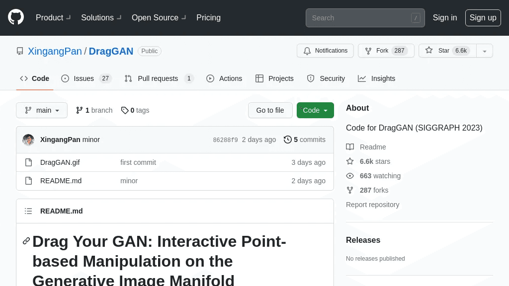 DragGAN 官网截图