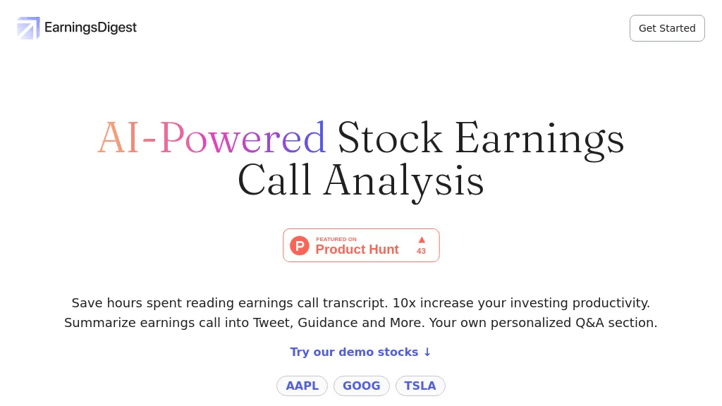 EarningsDigest.ai 工具截图