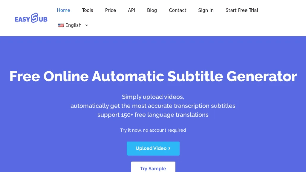 EasySub 官网截图