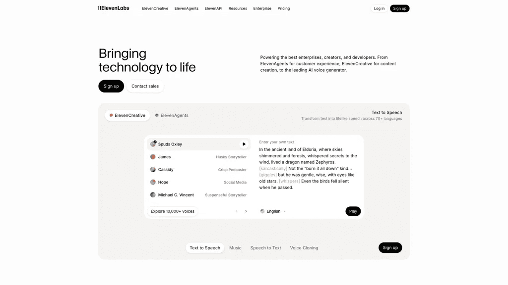 ElevenLabs 官网截图