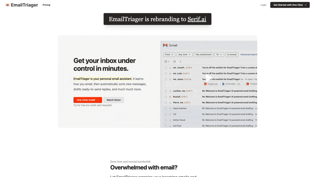 EmailTriager 官网截图