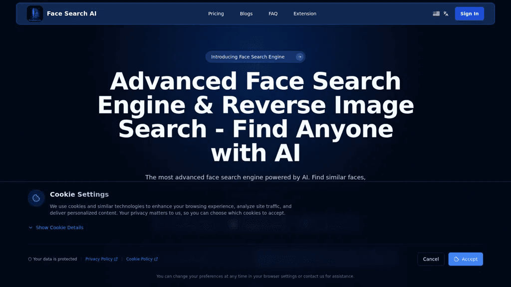 Face Search AI 官网截图