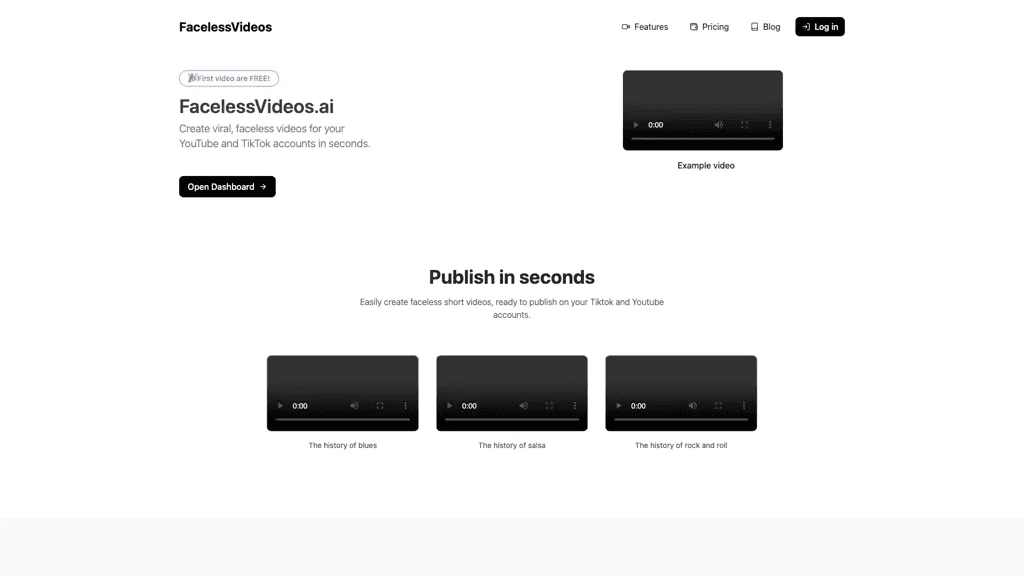 FacelessVideos.AI 工具截图