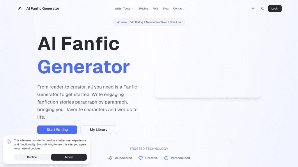 Fanfic Generator 官网截图