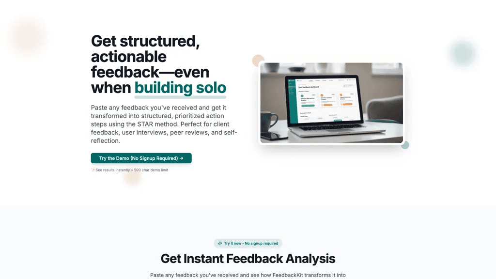 Feedback Kit 官网截图