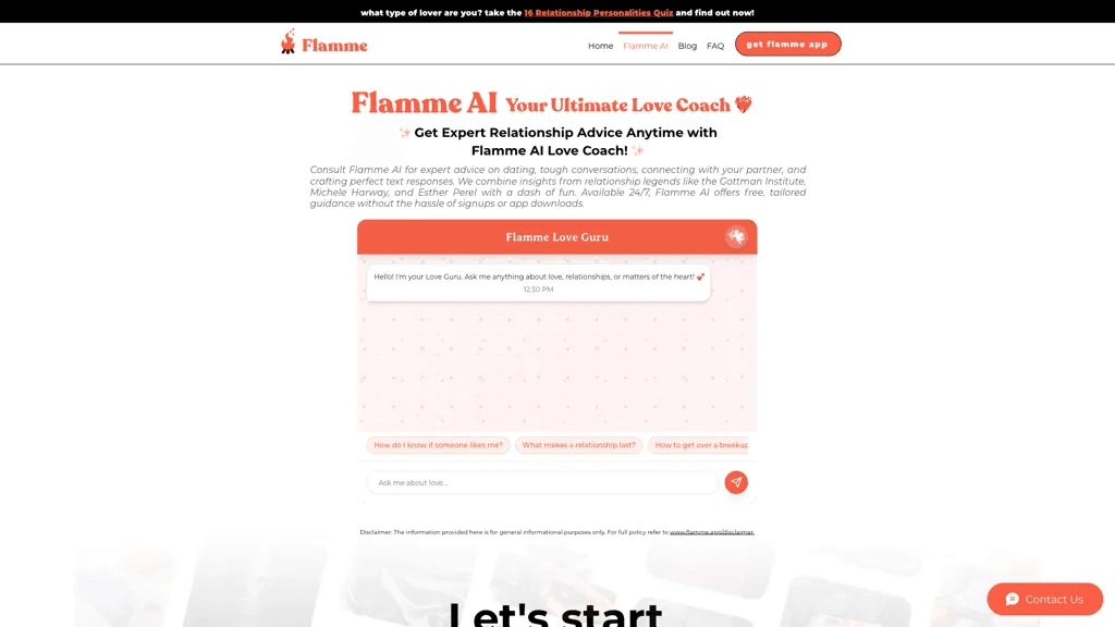 Flamme AI 官网截图
