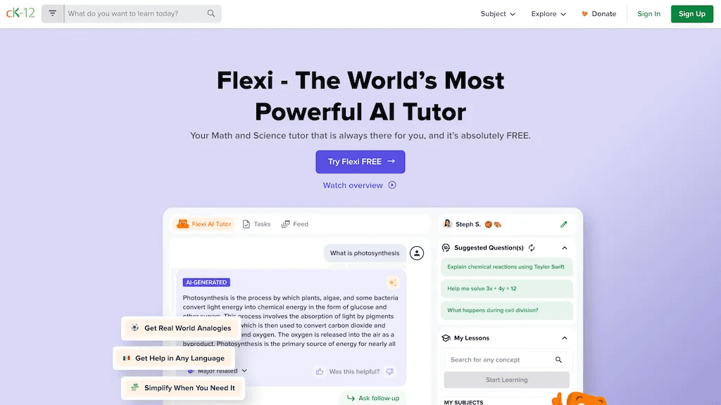 Flexi AI tutor 工具截图