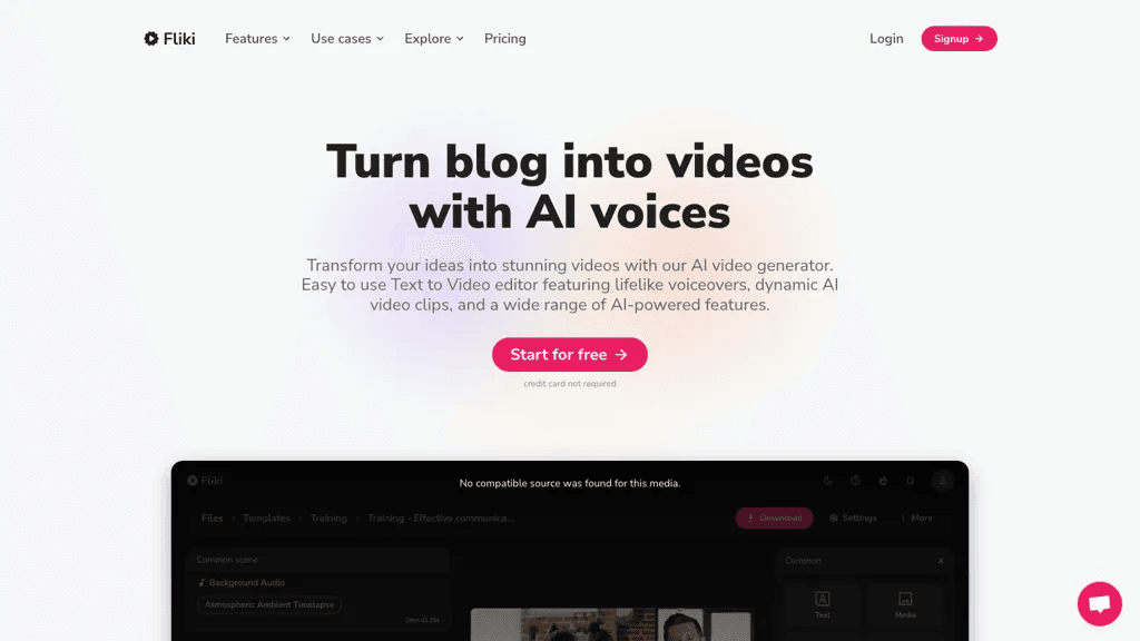 Fliki AI 官网截图