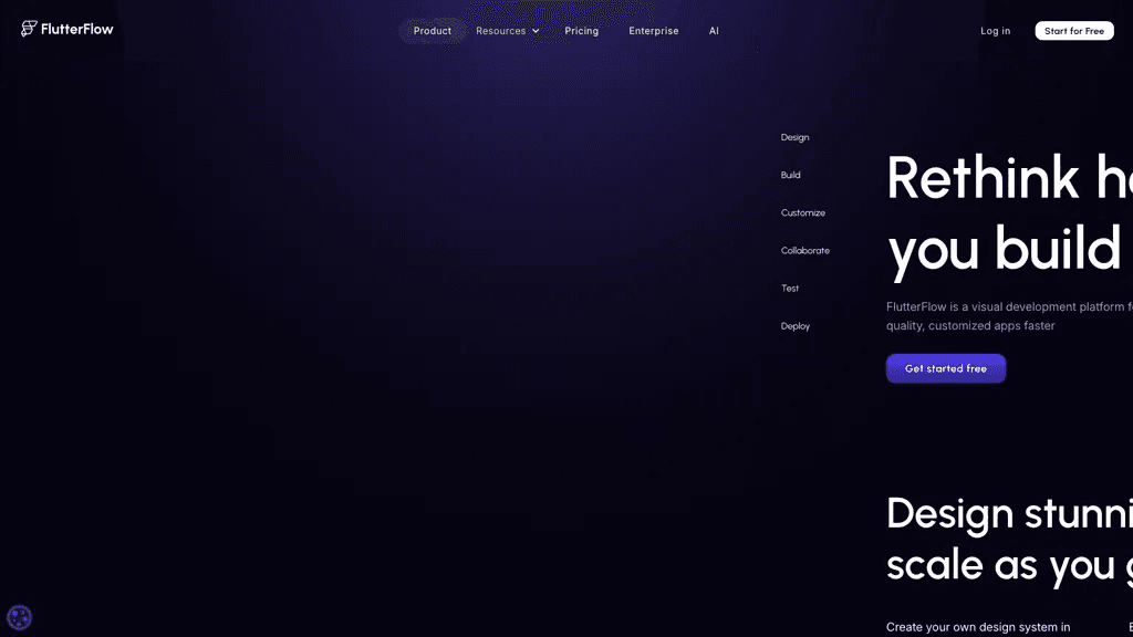 FlutterFlow AI Gen 官网截图
