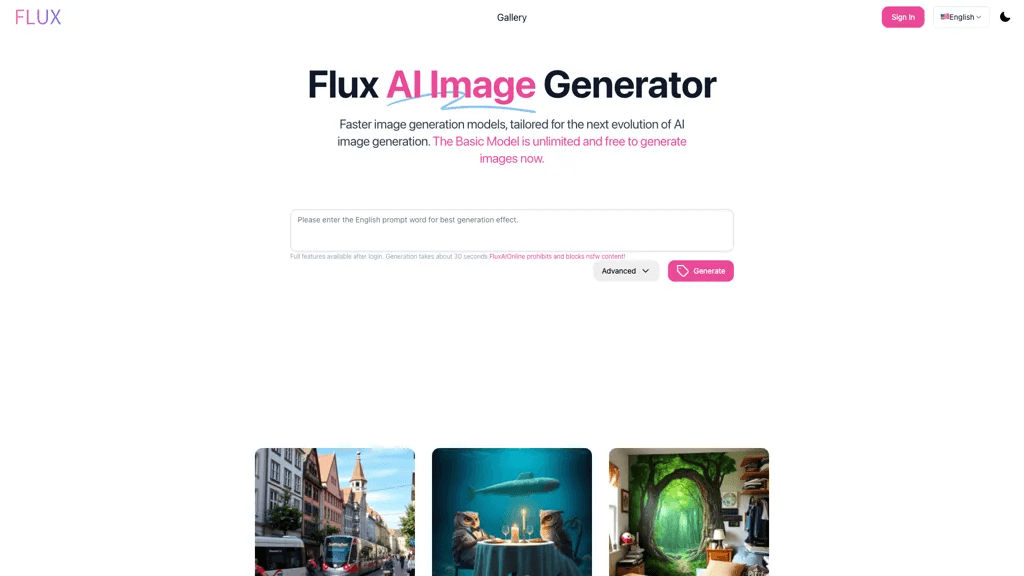 FLUX AI Online 工具截图