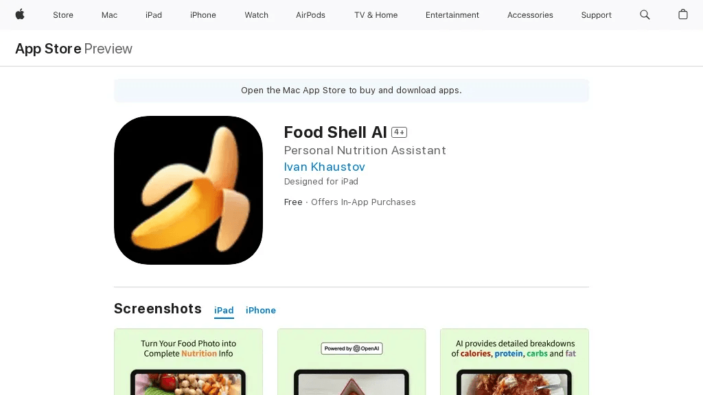 Food Shell AI 官网截图