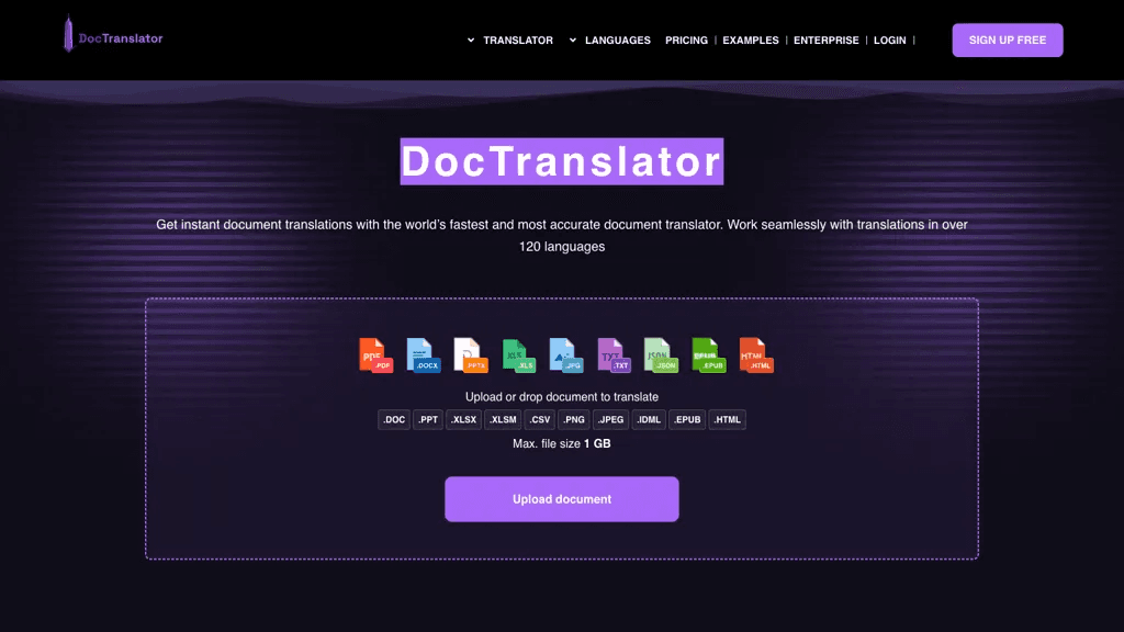 Free Doc Translator 官网截图