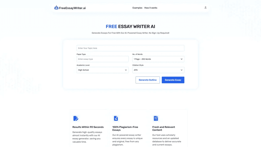 FreeEssayWriter.AI 工具截图