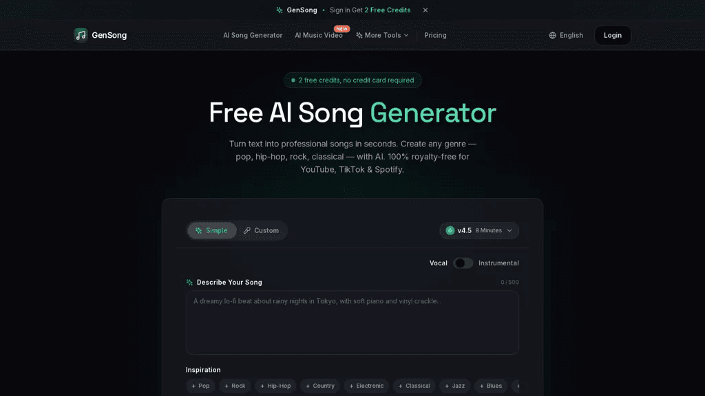 Gen Song AI 官网截图