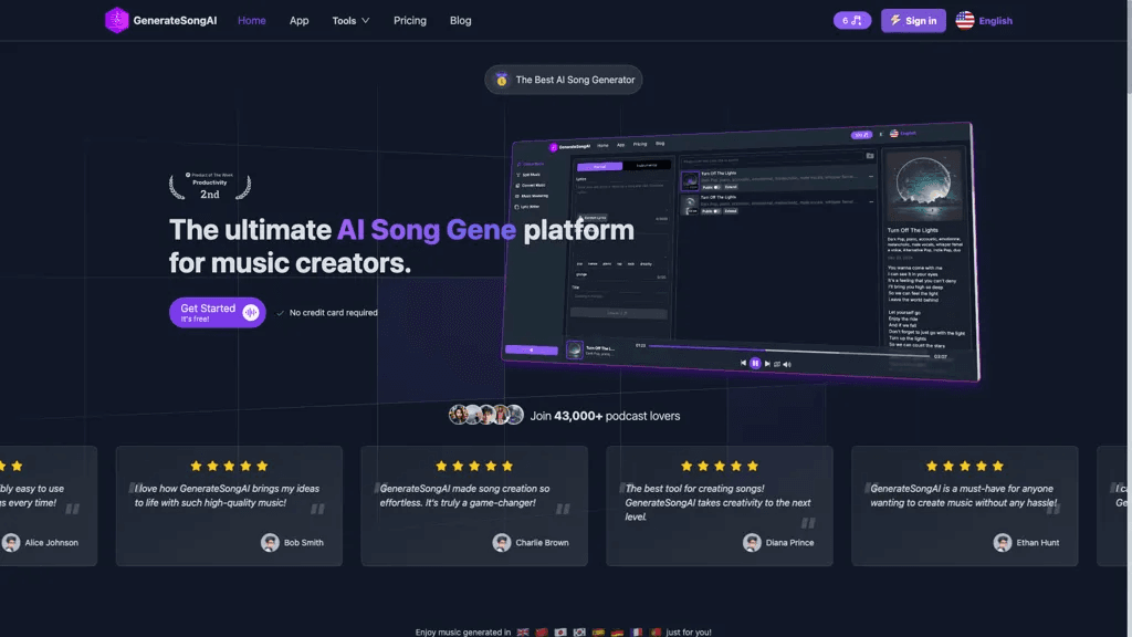 GenerateSong AI 工具截图