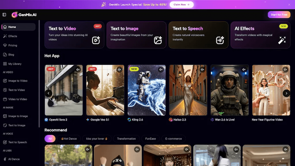GenMix AI 官网截图