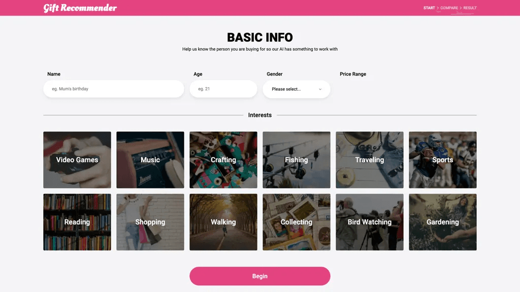 Gift Recommender 官网截图