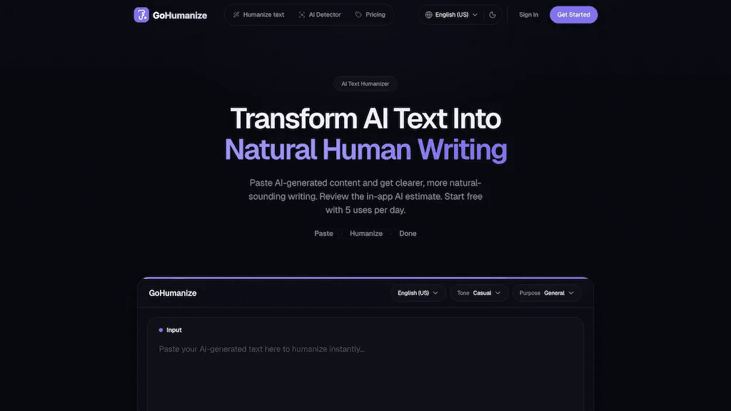 GoHumanize.AI 工具截图