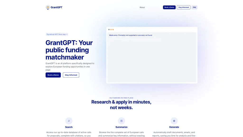 GrantGPT 官网截图