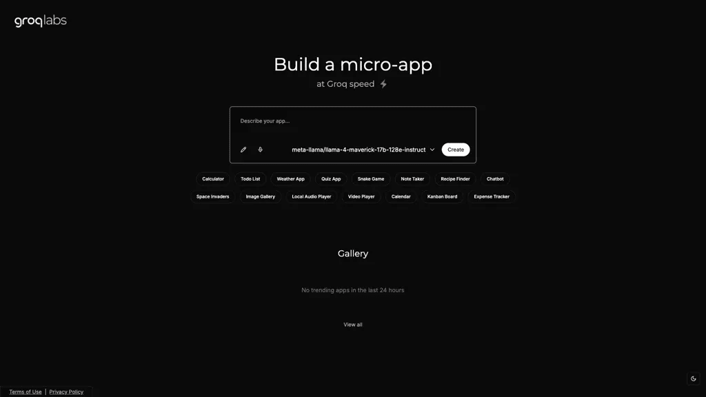 Groq APP Gen 官网截图