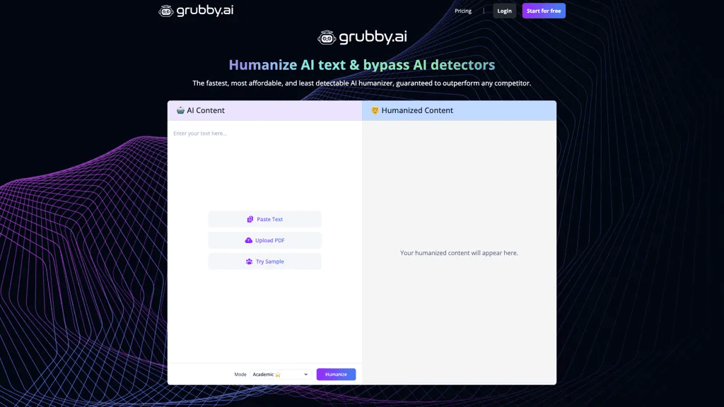 Grubby.ai 官网截图