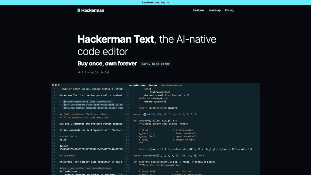 Hackerman.AI 官网截图