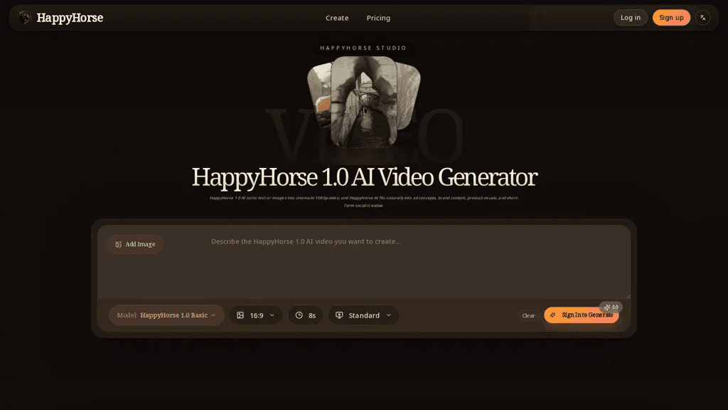 Happyhorse AI 官网截图