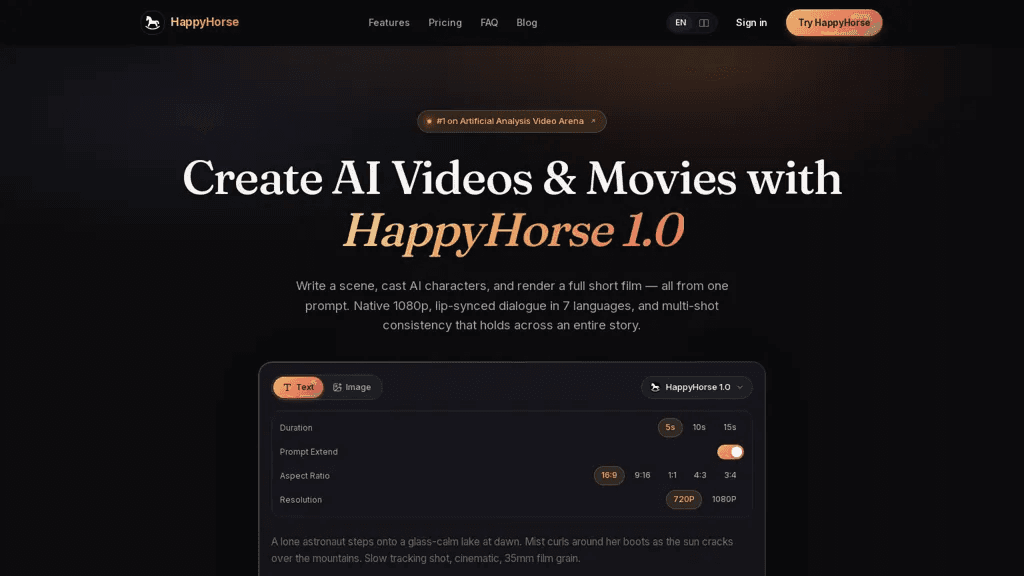 HappyHorse.mov 官网截图