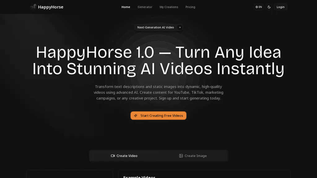 HappyHorse.video 官网截图