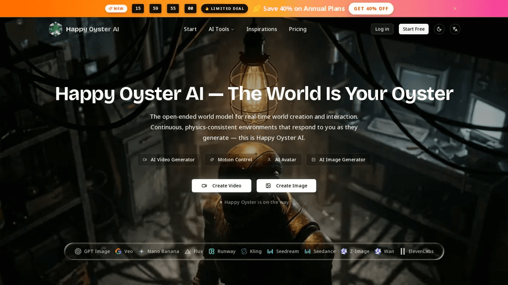 Happy Oyster AI 官网截图