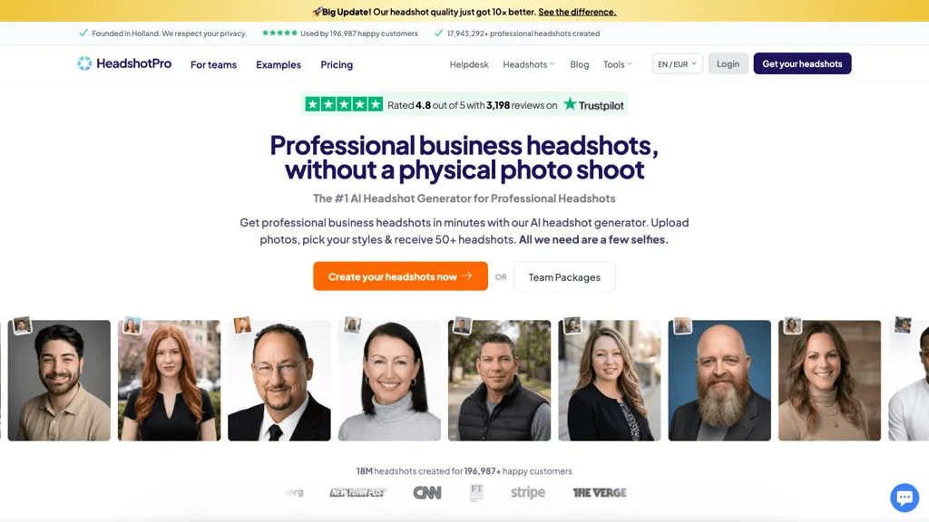 Headshotpro 官网截图