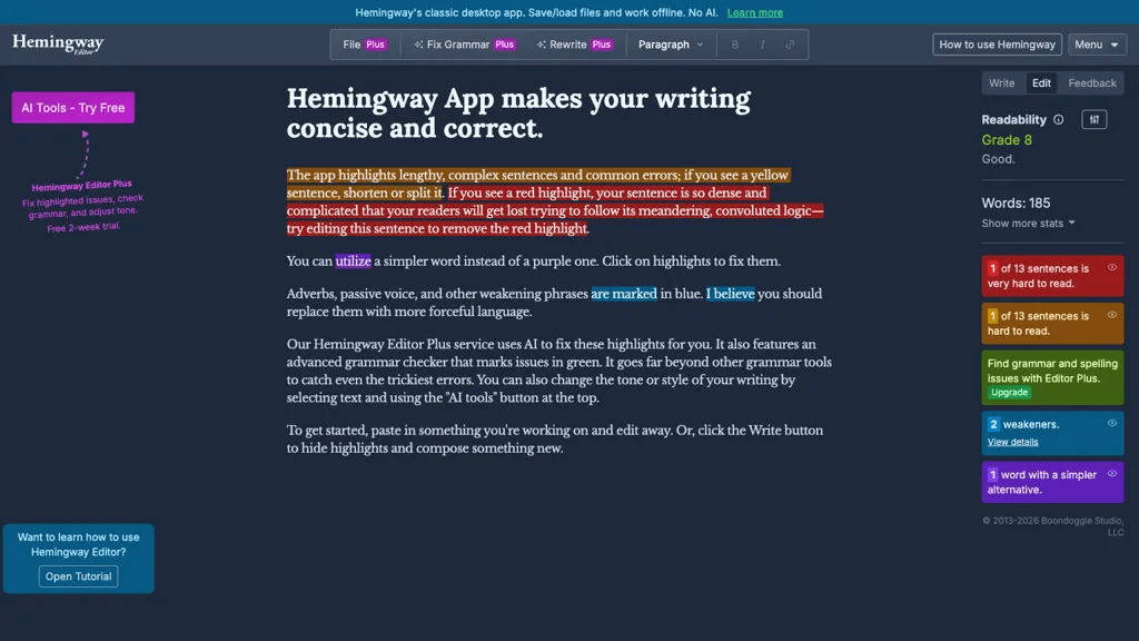 Hemingway Editor 工具截图