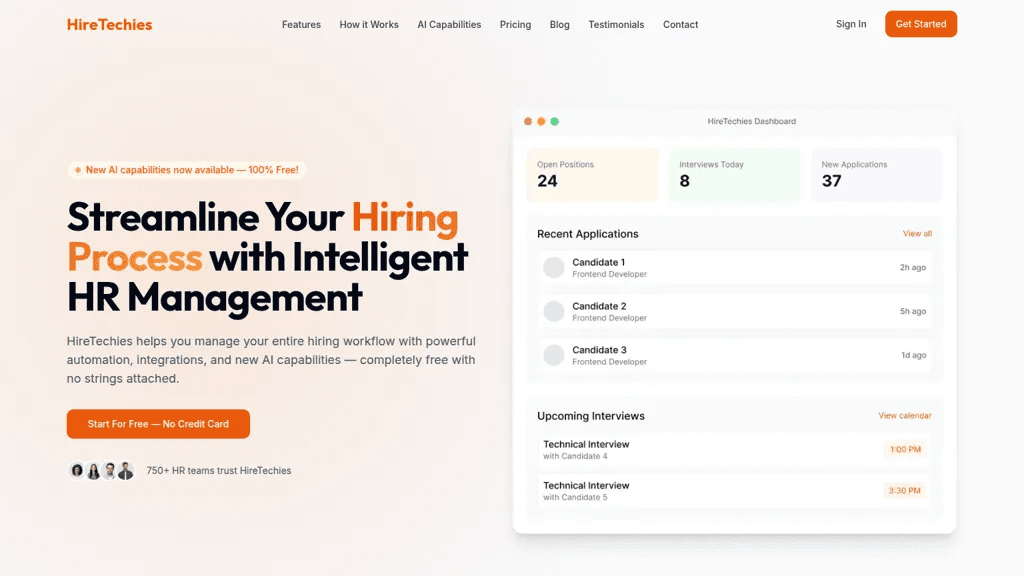 HireTechies 官网截图