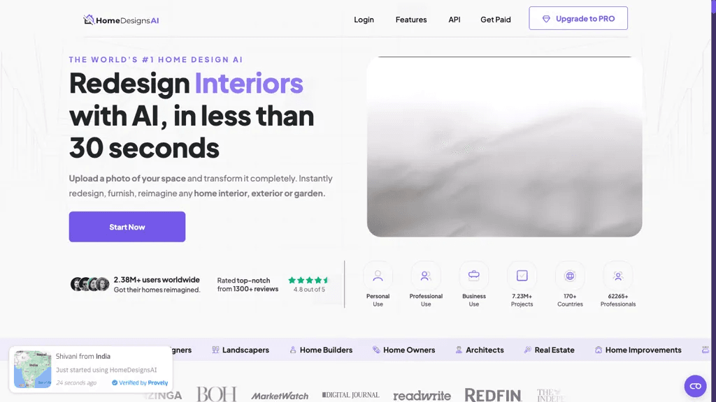 HomeDesignsAI 官网截图